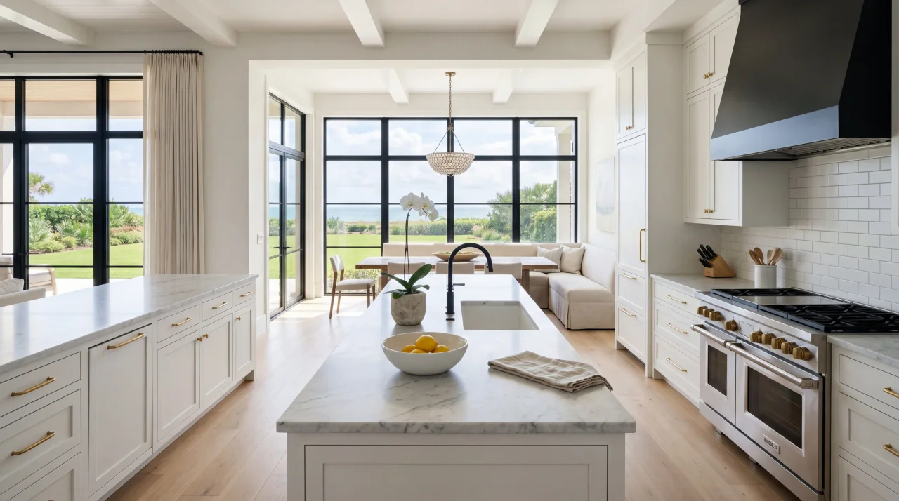 Open living and kitchen